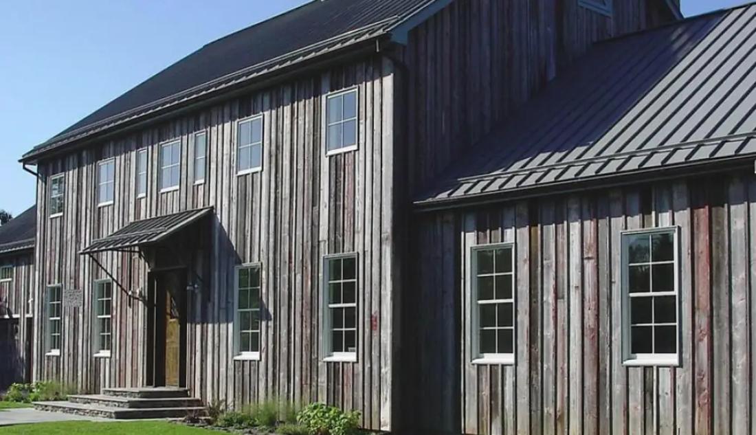 Bold Look of Wide Plank Reclaimed Wood Siding